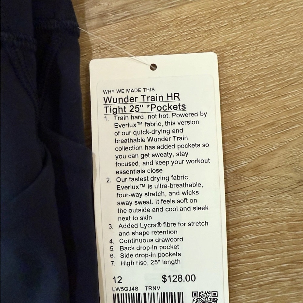 NWT! Lululemon Wunder Train HR Tight 25” *Pockets Size 12 Navy Blue - Picture 2 of 2